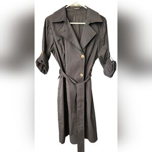 Ann Taylor black belted trenchcoat dress with roll-up sleeves
